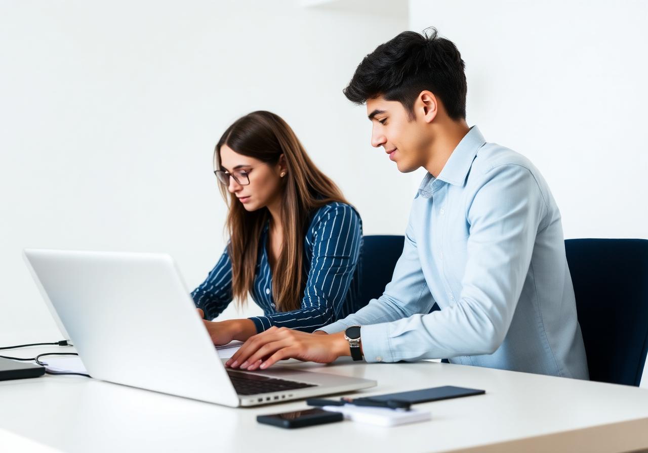 Loren and Luke collaborating on a website build